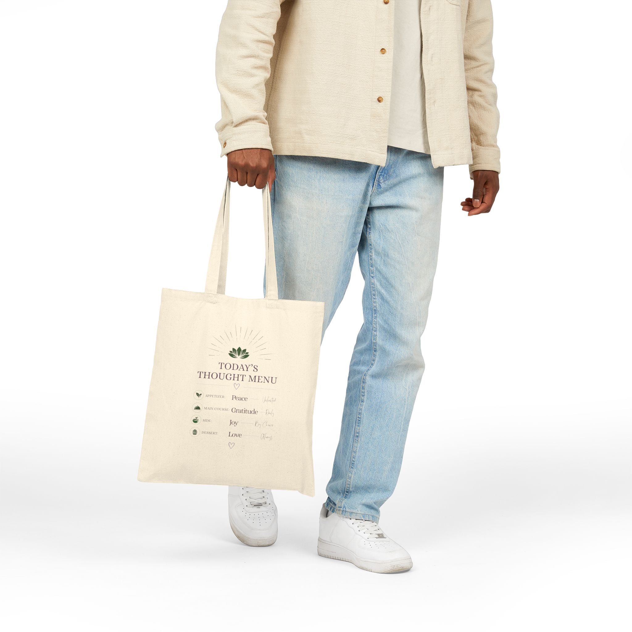 Tote Bag — "Today's Thought Menu" Cotton Canvas Tote (Inspirational Grocery & Everyday Carry) - Image 3