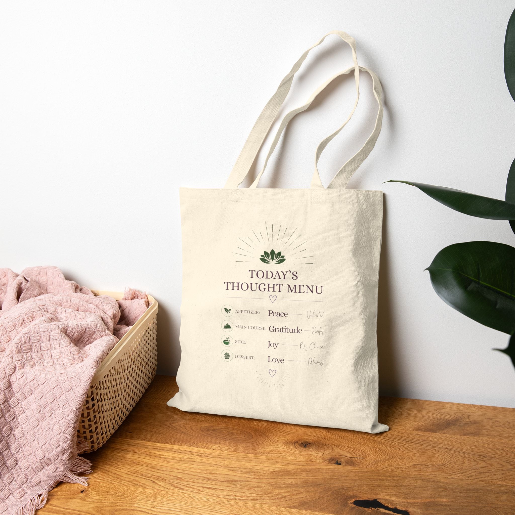 Tote Bag — “Today’s Thought Menu” Cotton Canvas Tote (Inspirational Grocery & Everyday Carry) Tote Bag — “Today’s Thought Menu” Cotton Canvas Tote (Inspirational Grocery & Everyday Carry)