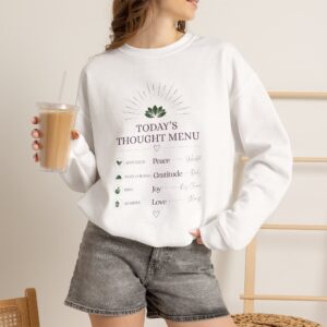 Crewneck Sweatshirt — “Today’s Thought Menu” Mindfulness Graphic