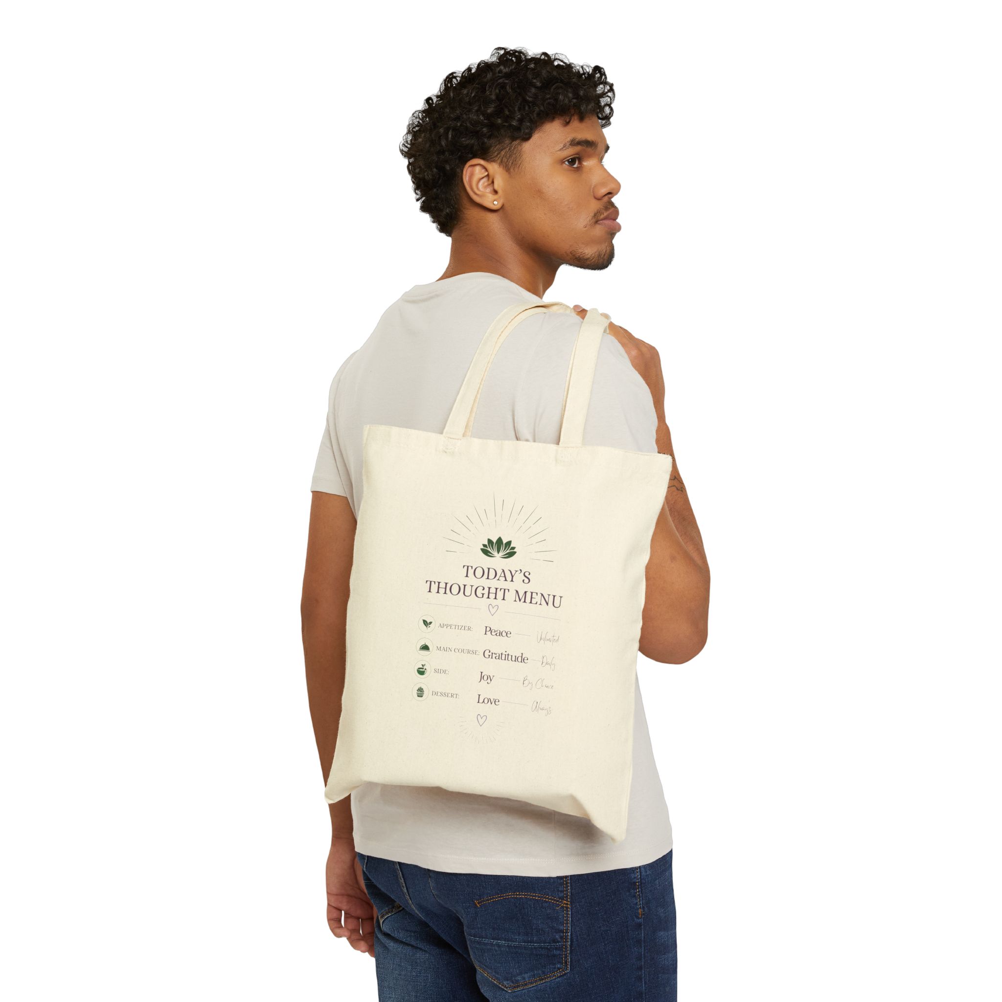 Tote Bag — "Today's Thought Menu" Cotton Canvas Tote (Inspirational Grocery & Everyday Carry) - Image 6