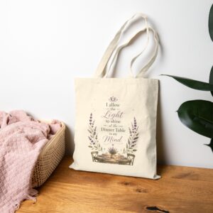 Tote Bag – “I Allow the Light to Shine” Rustic Candle & Lavender Canvas Tote