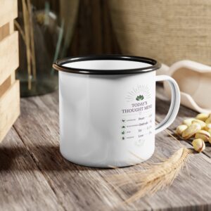 Enamel Camp Cup — “Today’s Thought Menu” Inspirational Camping Mug (Peace • Gratitude • Joy • Love)